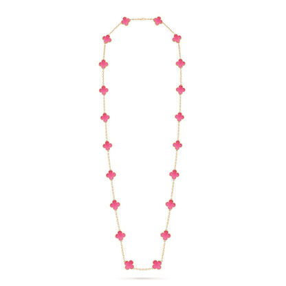 [OAKJURI Jewelry] NEW CLOVER 20 MOTIFS PINK ENAMEL NECKLACE