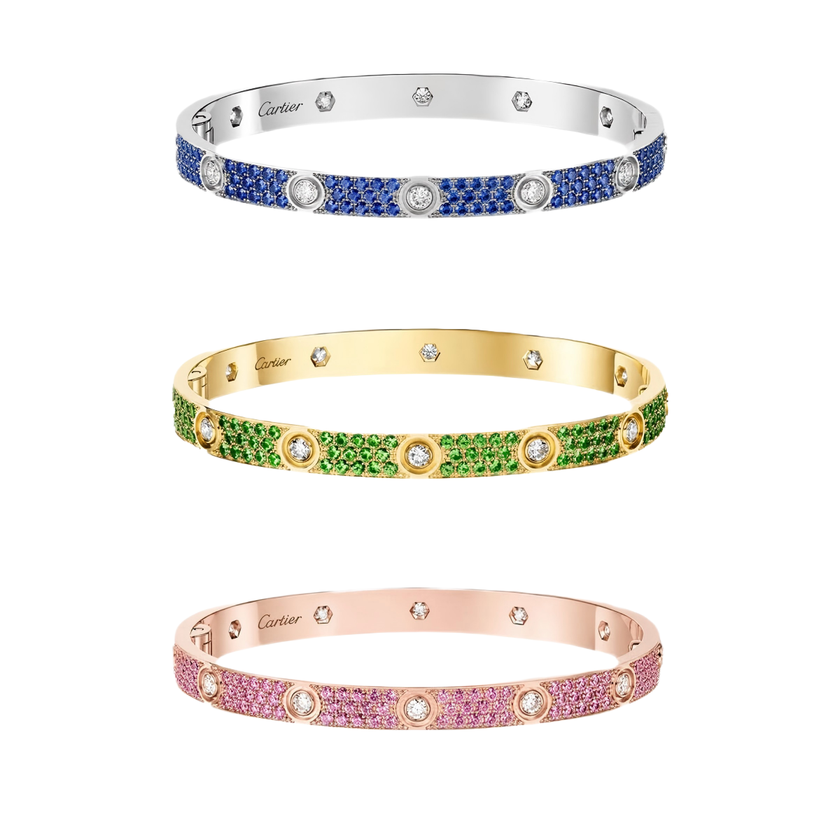 [OAKJURI Jewelry]2026 PAVE GEMSTONE LOVE BRACELET 6.1MM 10 DIAMONDS