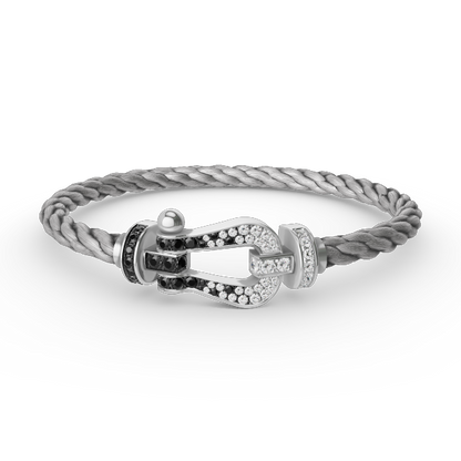 [OAKJURI Jewelry]FORCE LARGE HORSESHOE BLACK WHITE DIAMOND BRACELET SILVER