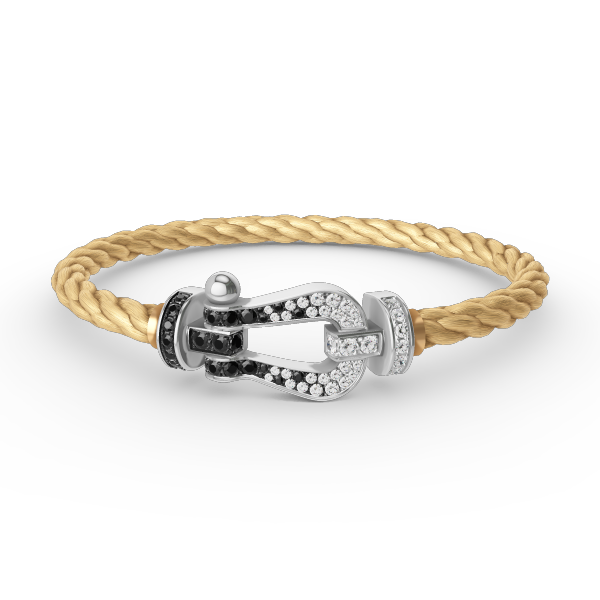 [OAKJURI Jewelry]FORCE LARGE HORSESHOE BLACK WHITE DIAMOND BRACELET SILVER