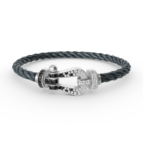 [OAKJURI Jewelry]FORCE LARGE HORSESHOE BLACK WHITE DIAMOND BRACELET SILVER