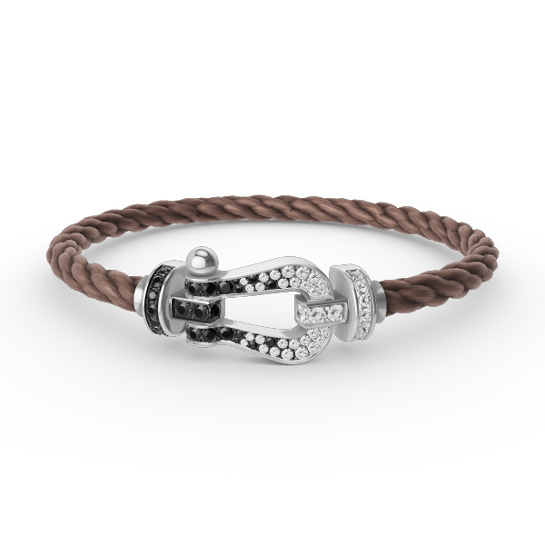 [OAKJURI Jewelry]FORCE LARGE HORSESHOE BLACK WHITE DIAMOND BRACELET SILVER