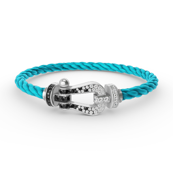 [OAKJURI Jewelry]FORCE LARGE HORSESHOE BLACK WHITE DIAMOND BRACELET SILVER