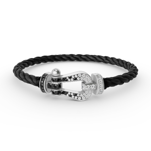[OAKJURI Jewelry]FORCE LARGE HORSESHOE BLACK WHITE DIAMOND BRACELET SILVER