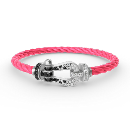 [OAKJURI Jewelry]FORCE LARGE HORSESHOE BLACK WHITE DIAMOND BRACELET SILVER
