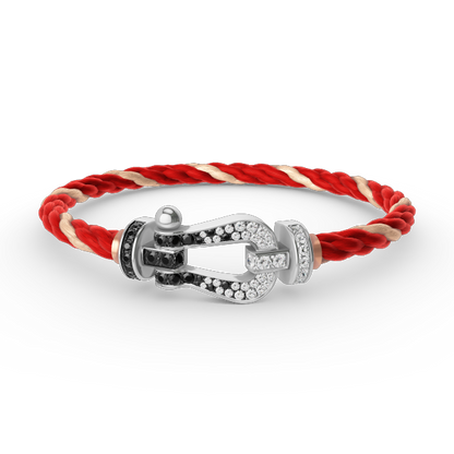 [OAKJURI Jewelry]FORCE LARGE HORSESHOE BLACK WHITE DIAMOND BRACELET SILVER