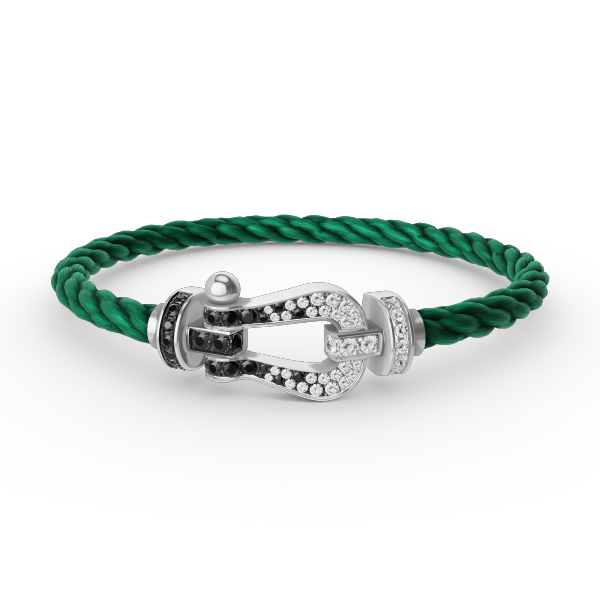 [OAKJURI Jewelry]FORCE LARGE HORSESHOE BLACK WHITE DIAMOND BRACELET SILVER