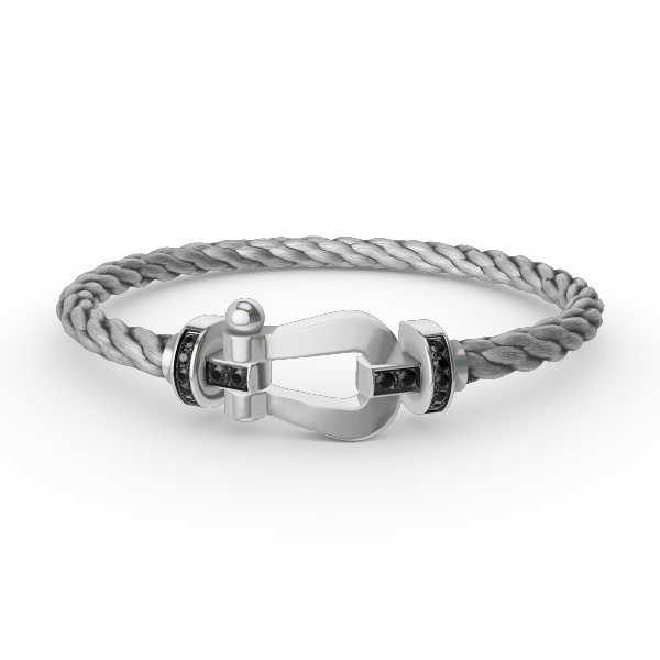 [OAKJURI Jewelry]FORCE LARGE HORSESHOE BLACK DIAMOND BRACELET SILVER