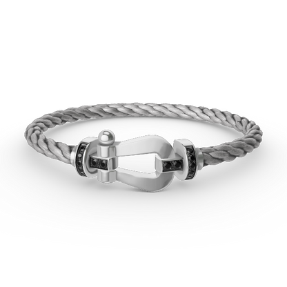 [OAKJURI Jewelry]FORCE LARGE HORSESHOE BLACK DIAMOND BRACELET SILVER
