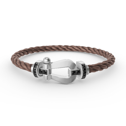 [OAKJURI Jewelry]FORCE LARGE HORSESHOE BLACK DIAMOND BRACELET SILVER
