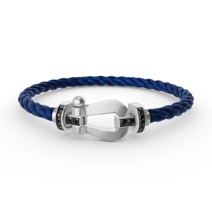 [OAKJURI Jewelry]FORCE LARGE HORSESHOE BLACK DIAMOND BRACELET SILVER