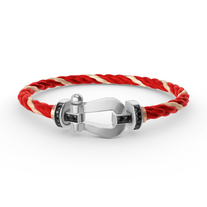 [OAKJURI Jewelry]FORCE LARGE HORSESHOE BLACK DIAMOND BRACELET SILVER
