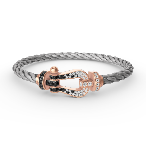 [OAKJURI Jewelry]FORCE LARGE HORSESHOE BLACK WHITE DIAMOND BRACELET ROSE GOLD