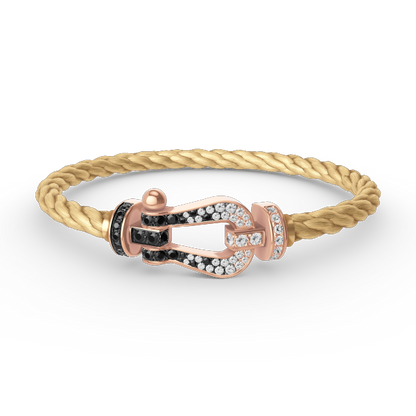 [OAKJURI Jewelry]FORCE LARGE HORSESHOE BLACK WHITE DIAMOND BRACELET ROSE GOLD