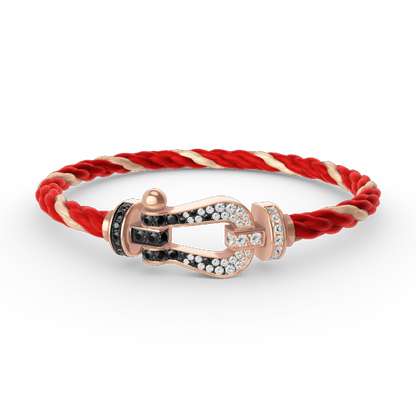 [OAKJURI Jewelry]FORCE LARGE HORSESHOE BLACK WHITE DIAMOND BRACELET ROSE GOLD