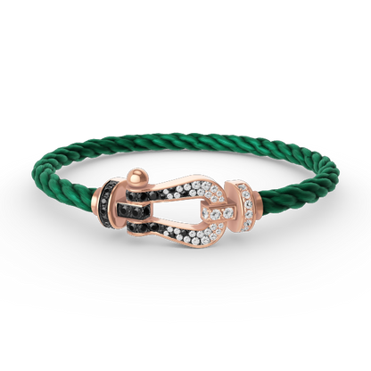 [OAKJURI Jewelry]FORCE LARGE HORSESHOE BLACK WHITE DIAMOND BRACELET ROSE GOLD
