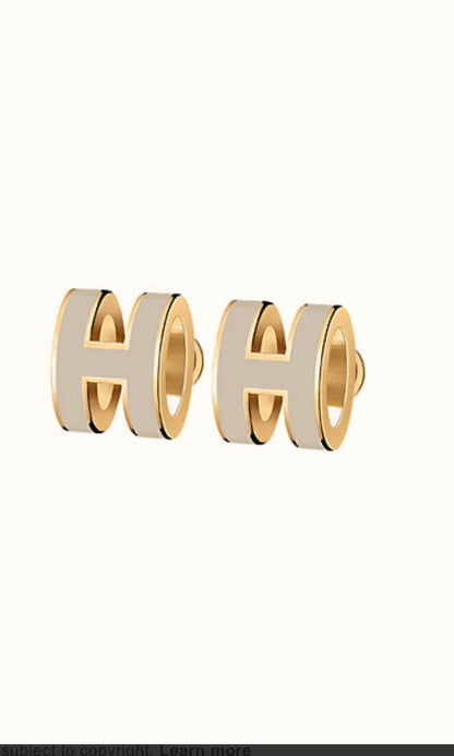[OAKJURI Jewelry]MINI POP H GOLD EARRINGS GREY