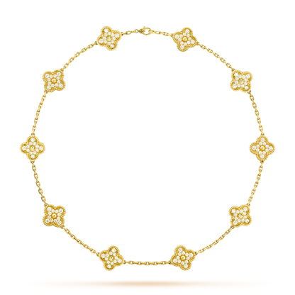 [OAKJURI Jewelry]CLOVER 10 MOTIFS DIAMOND NECKLACE