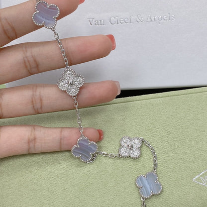 [OAKJURI Jewelry] CLOVER 5 MOTIF PURPLE CHALCEDONY BRACELET COLLECTION