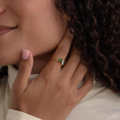 Open Toi et Moi Birthstone Ring