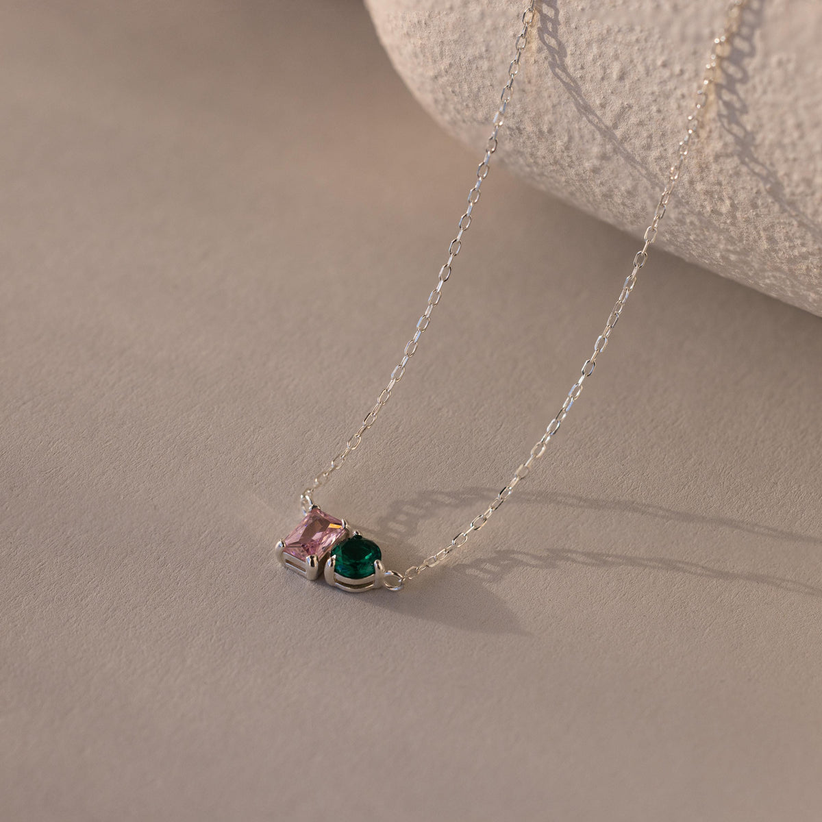 Toi et Moi Emerald Birthstone Necklace