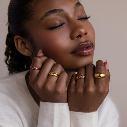 Mixed Birthstone Dome Ring