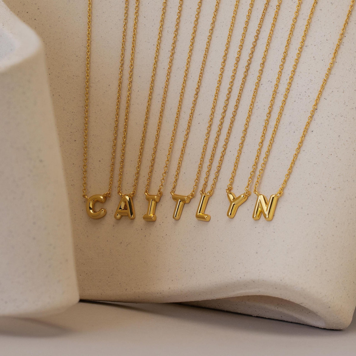 Dainty Bubble Letter Necklace