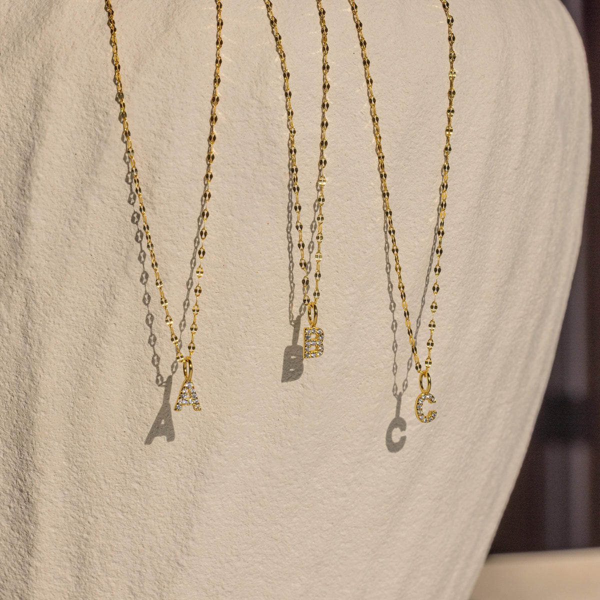Dainty Pave Letter Necklace