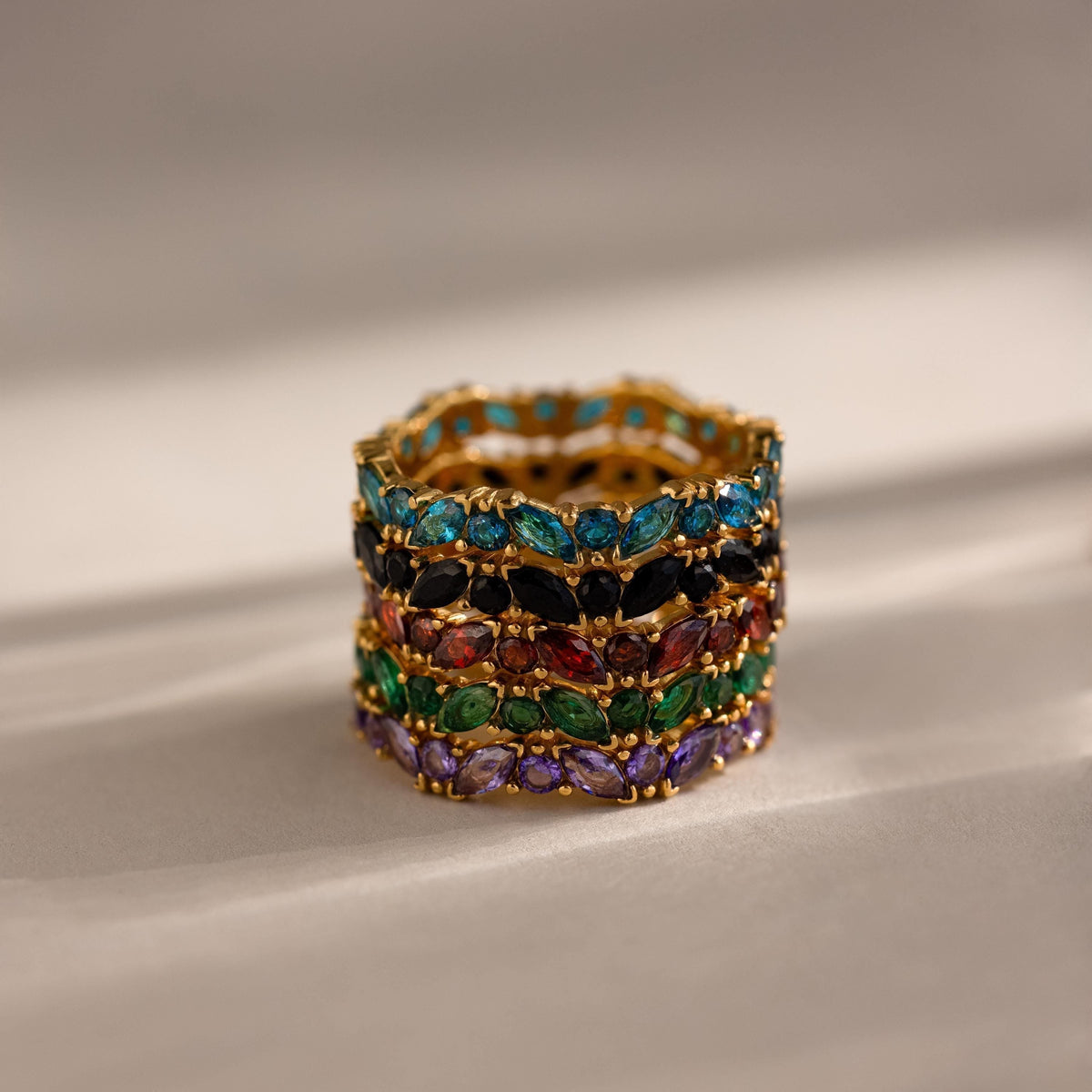 Staggered Marquise Birthstone Ring