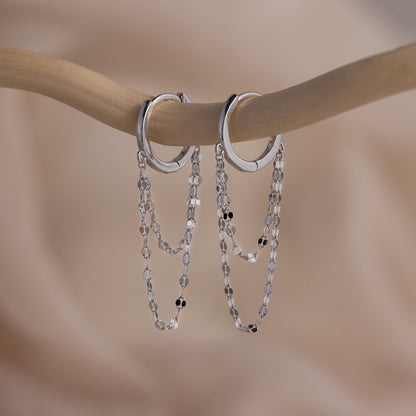 Duo Mirror Chain Huggies