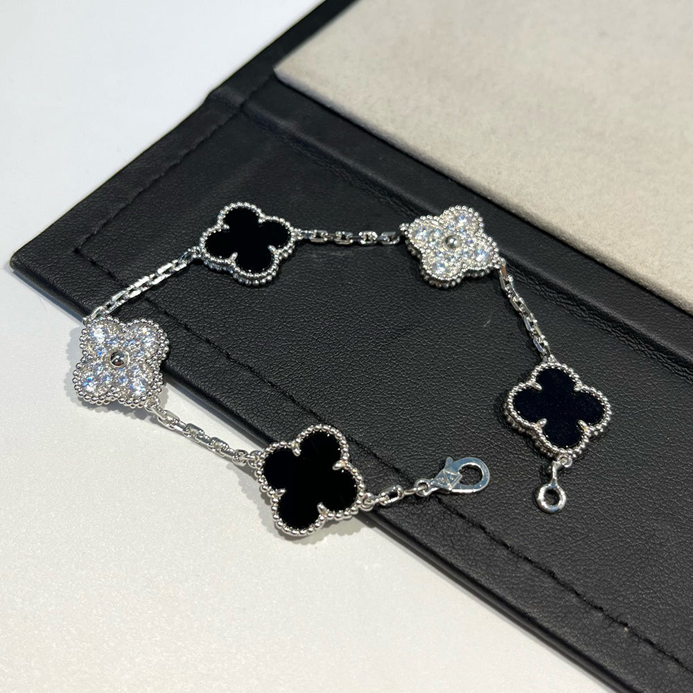 [OAKJURI Jewelry] CLOVER 5 MOTIF ONYXS BRACELET COLLECTION