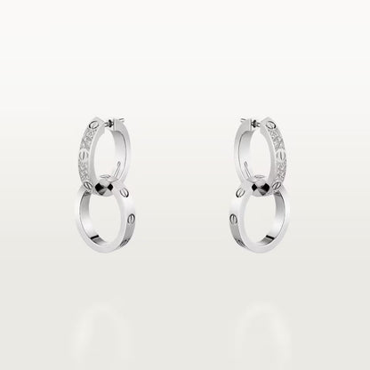 [OAKJURI Jewelry] LOVE 3.3MM DANGLE HALF DIAMOND EARRINGS