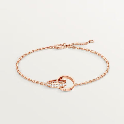 [OAKJURI Jewelry] LOVE DOUBLE RING HALF DIAMOND BRACELET