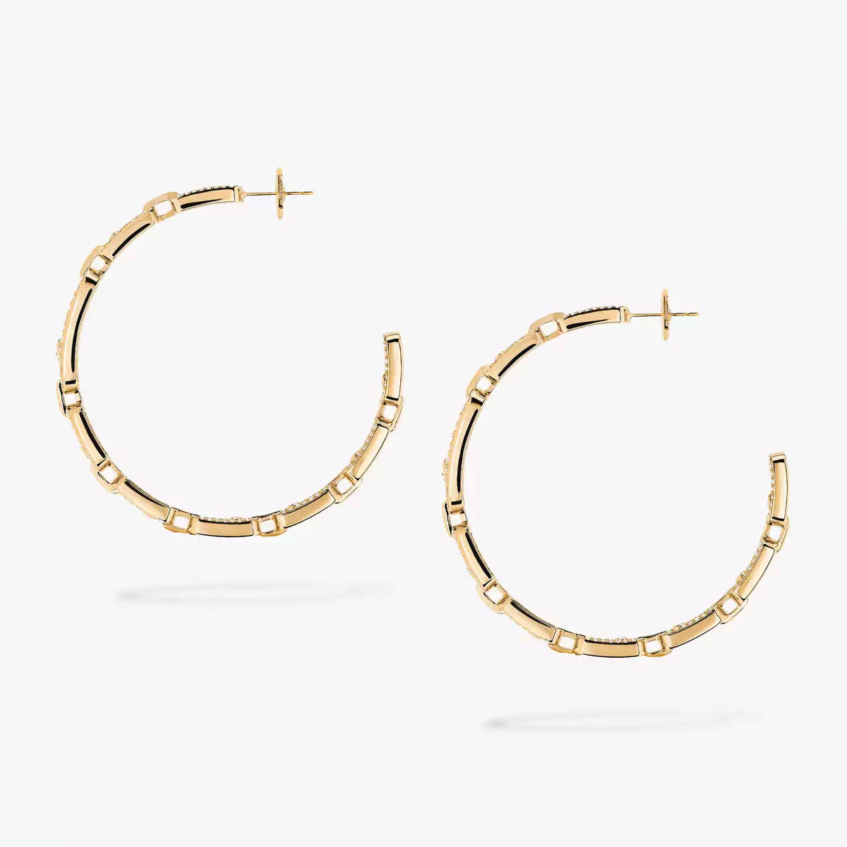 [[OAKJURI Jewelry]Move Link Diamond Hoop Earrings