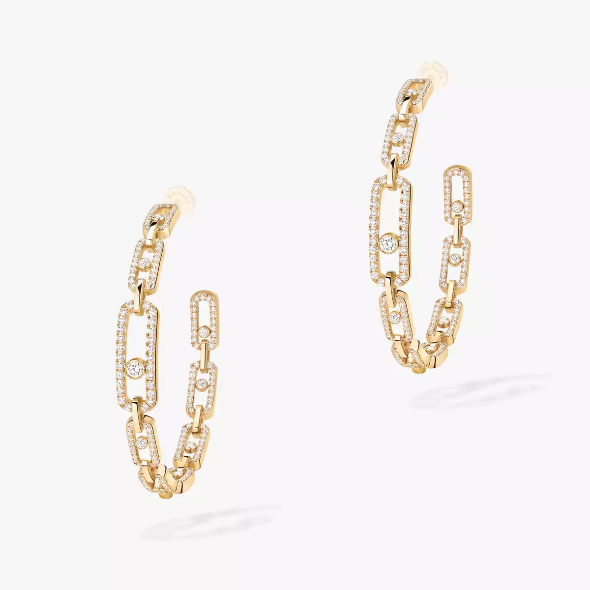 [[OAKJURI Jewelry]Move Link Diamond Hoop Earrings