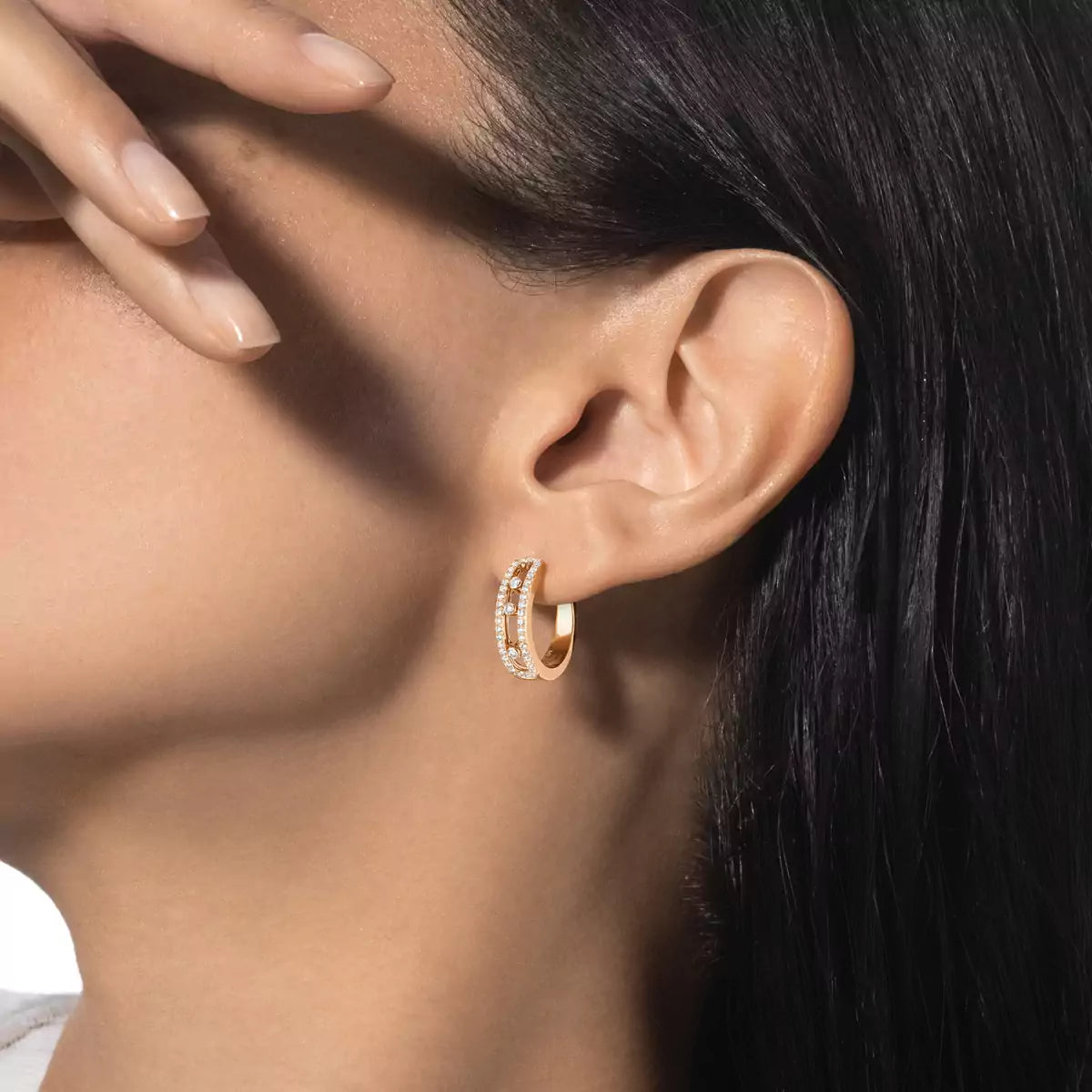 [OAKJURI Jewelry]Diamond Pave_ Hoop Earrings Move
