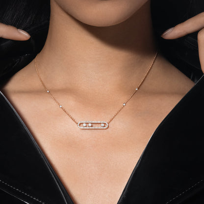 [OAKJURI Jewelry] Move Pave_ Rose Gold Diamond Necklace