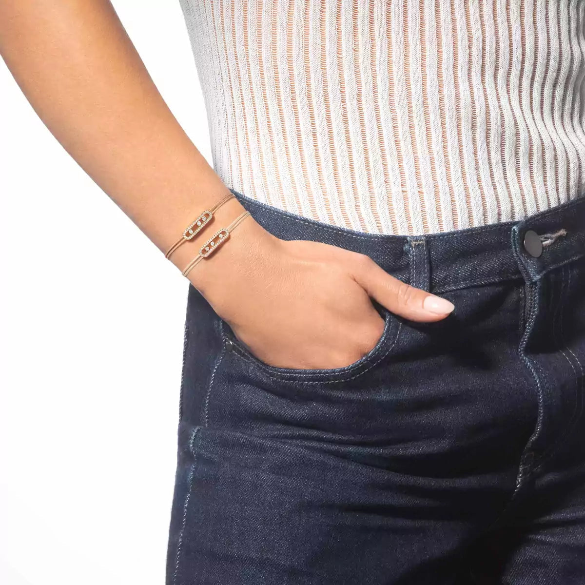 [OAKJURI Jewelry]Messika Care(s) pink cord pavé bracelet