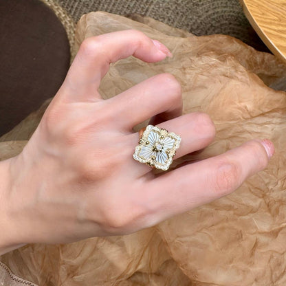 [OAKJURI Jewelry JEWELRY] OPERA TULLE  RING WITH  ENAMEL BACKGROUND