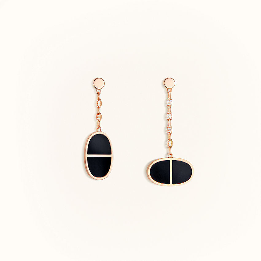 [OAKJURI Jewelry]CHAINE VERSO BLACK CERAMIC EARRINGS