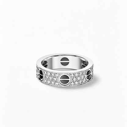 [OAKJURI Jewelry] LOVE RING 5.5MM DIAMONDS PAVED CERAMIC