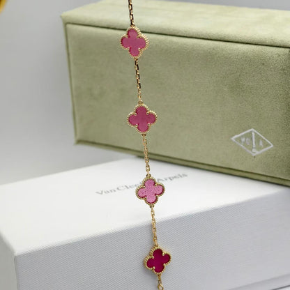 [OAKJURI Jewelry]NEW CLOVER 5 MOTIFS PINK ENAMEL BRACELET