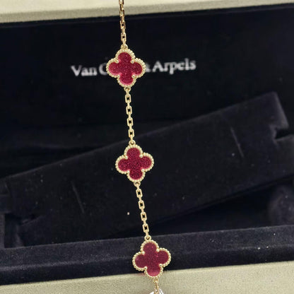 [OAKJURI Jewelry]NEW CLOVER 5 MOTIFS PINK ENAMEL BRACELET