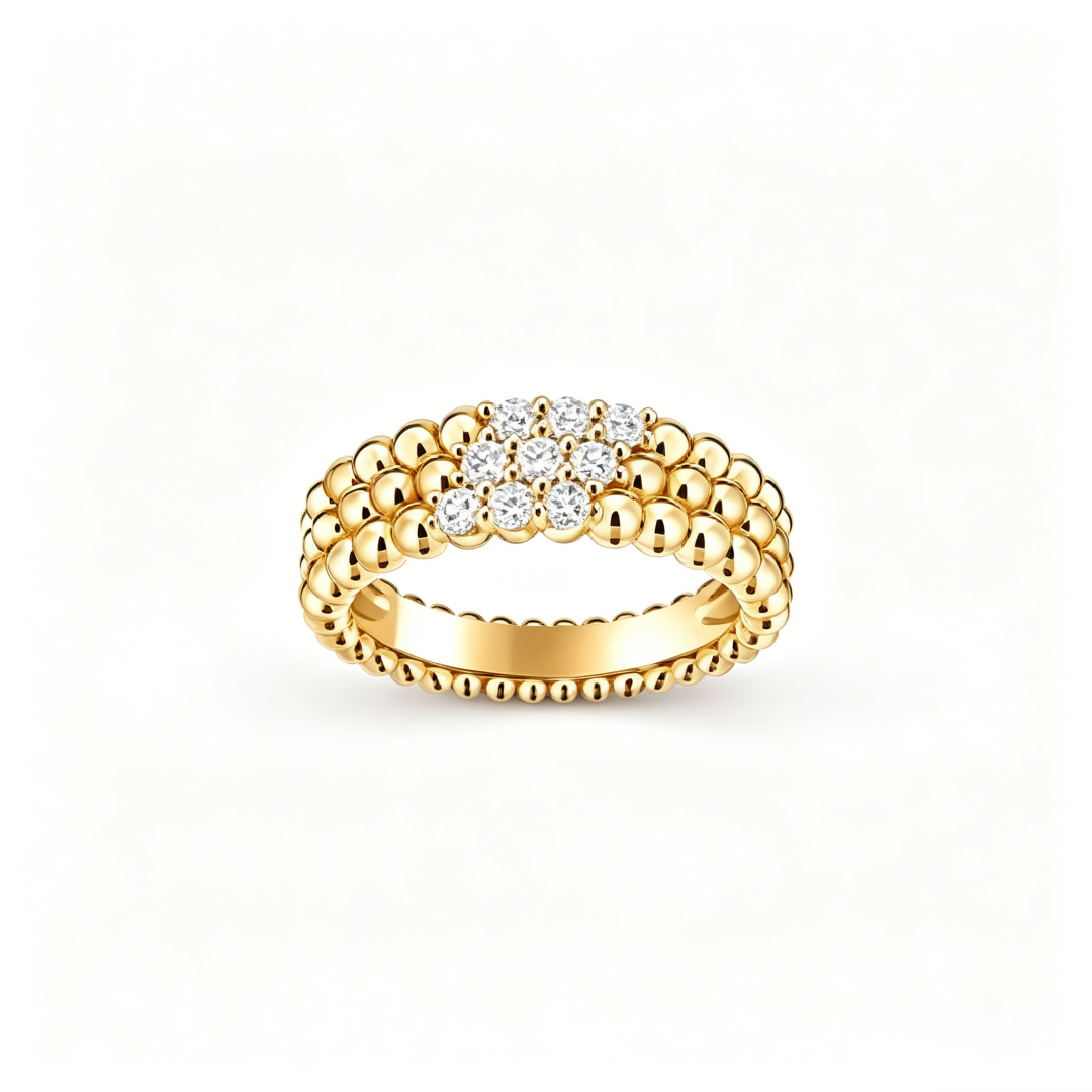 [OAKJURI Jewelry] THREE-ROW DIAMOND RING