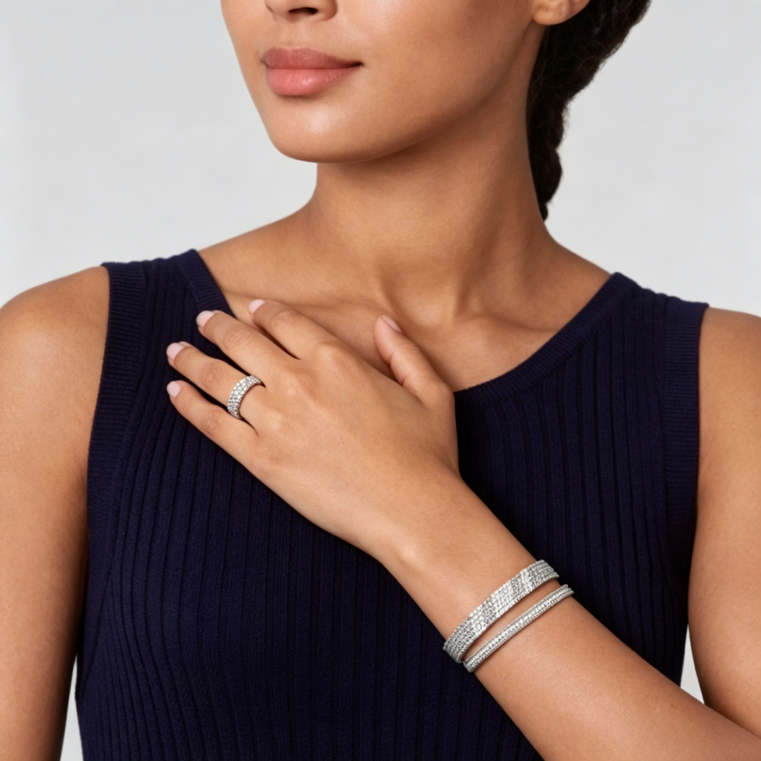 [OAKJURI Jewelry] THREE-ROW DIAMOND RING