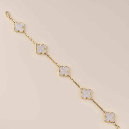 [OAKJURI Jewelry]CLOVER WHITE PEARL MOP 5 MOTIF BRACELET COLLECTION