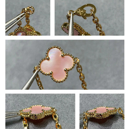 [OAKJURI Jewelry]CLOVER 10 MOTIFS PINK MOP NECKLACE