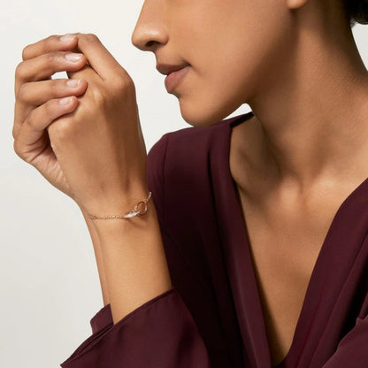 [OAKJURI Jewelry] LOVE DOUBLE RING HALF DIAMOND BRACELET