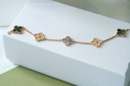 [OAKJURI Jewelry] CLOVER 5 MOTIF GRAY MOP BRACELET COLLECTION