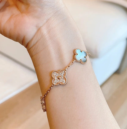 [OAKJURI Jewelry] CLOVER 5 MOTIF GRAY MOP BRACELET COLLECTION